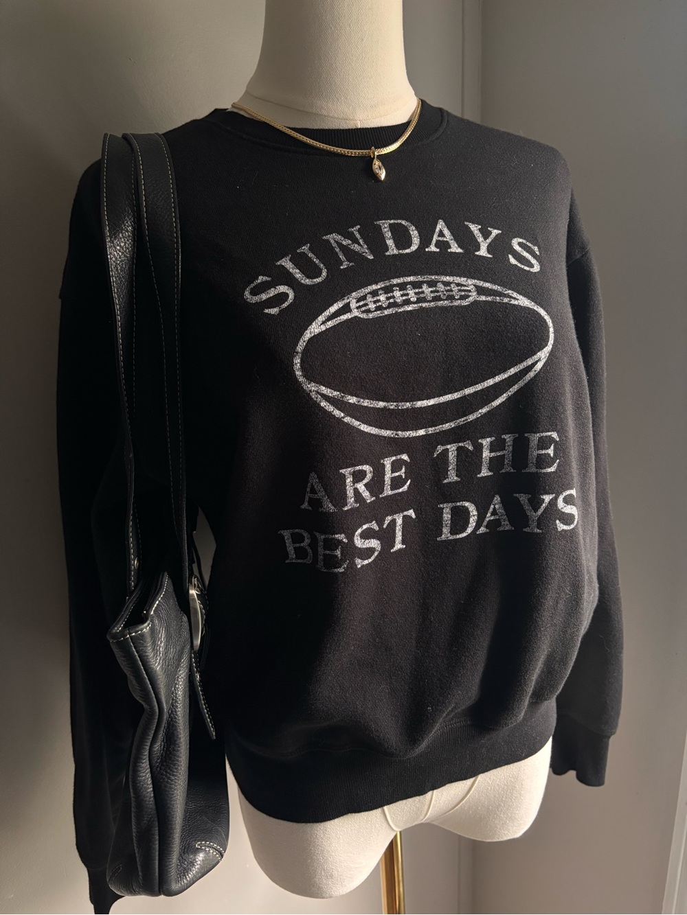 Black Crewneck Sweater - "Sundays Are The Best Days" - Picture 2 of 5